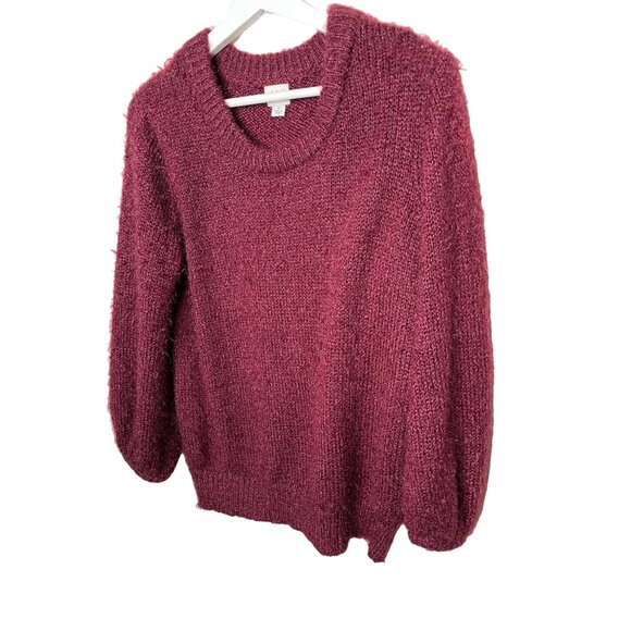 A New Day Sweater Womens Small Chunky Knit Top Red Burgundy Fall Winter Casual - Picture 4 of 11